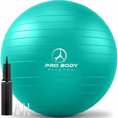 ProBody Pilates Yoga Ball (aqua) - Gym Grade Exercise Ball