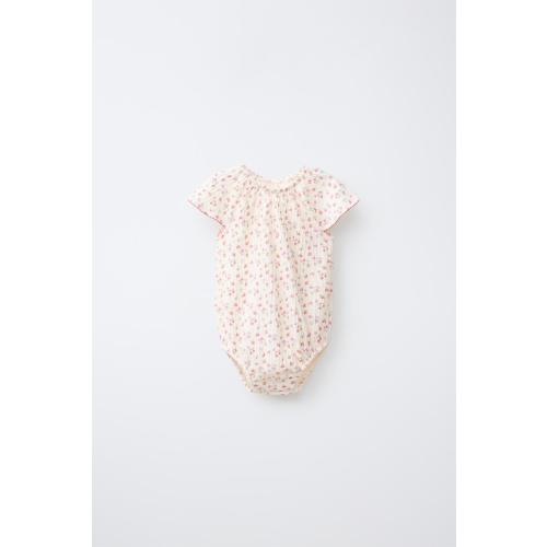 TEXTURED FLORAL BODYSUIT - Light ecru | ZARA United States