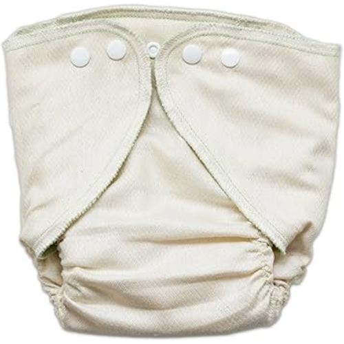 Osocozy Fitted Organic Diaper, 100% GOTS Certified Organic Cotton Birdseye Weave Fabric. Soft and Absorbent. Easy Snap Closures. Sewn in The USA. (Size: Large 18-25 Lbs)