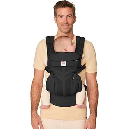 Ergobaby Omni Classic Baby Carrier Newborn to Toddler - Breathable Baby Carriers for Summer - All-Position Carrier with Lumbar Support (7-45 Pounds), Mesh, Onyx Black