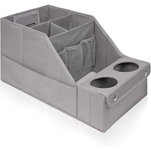 MULISOFT Car Seat Organizer - Backseat Organizer with 11 Storage Compartments and 2 Cup Holders for Travel, Kids