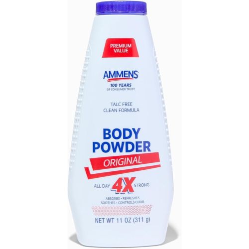 Ammens Original Body Powder - Talc Free Body Powder with Naturally Derived Cornstarch - Free from Dye and Parabens - Soothes Itchy Skin - 11 oz