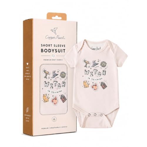 Copper Pearl Short Sleeve Bodysuit Baby: Ultra Soft Bodysuits for Newborns, Boys, Girls, and Infants - Stylish, Comfortable, Overlap Shoulders, Premium Knit Fabric - Witchery, Newborn