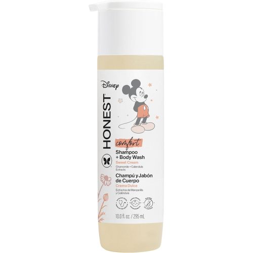 The Honest Company 2-in-1 Cleansing Shampoo + Body Wash I Gentle Enough for Baby I Dermatologist Tested, Tear-free, Hypoallergenic I Disney’s Mickey Mouse Comfort Sweet Cream, 10 fl oz