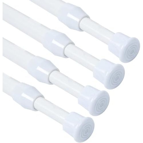 Cupboard Bars Tension Rods, 4 Pack Spring Loaded Curtain Rods 12 to 20 Inches Steel Adjustable Tension Curtain Rod Shower Rod Closet Rod Window Rods (White, 12-20 in-4 Pcs)