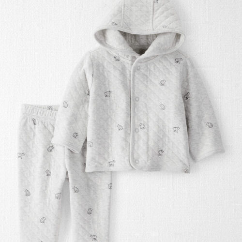 Heather Grey Baby Girl 2-Piece Cardigan & Pants Set Made with Organic Cotton | Carter’s Oshkosh Canada