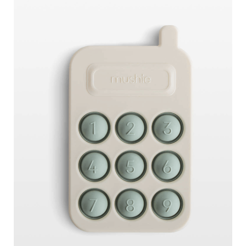 Mushie Silicone Blue Phone Baby Press Toy