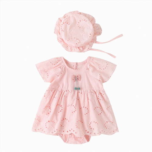 Gubotare Spring Baby Girl Clothes Newborn Baby Girl Outfit Short Sleeve Romper Infant Cute Summer Clothes Set 0 3 6 9 12 18 24 Months (Pink,0-3 Months)