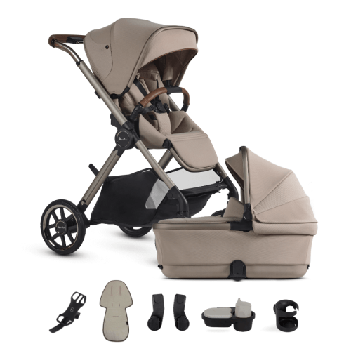Silver Cross Reef Stroller Accessory Bundle + Folding Bassinet  - Frappe