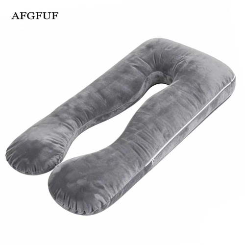 AFGFUF U-Shaped Pregnancy Pillow (49.2" x 28.3") - Full Body Maternity Support Pillow for Total Body Pain Relief, Grey