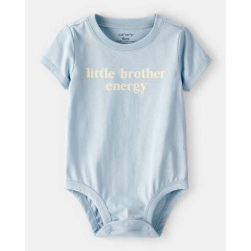 Baby Boy 'Little Brother Energy' Short-Sleeve Graphic Bodysuit - Blue | Carter's