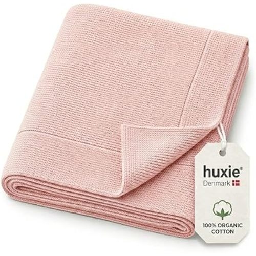 100% Organic Cotton Knit Receiving Baby Blanket for Newborns - Soft, Breathable Blanket for Crib & Stroller - Nursery Gift (Blush Ultra-Soft)