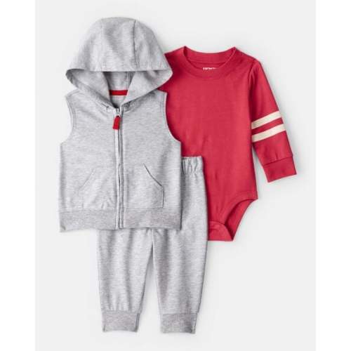 Baby Boy 3-Piece Varsity Vest Outfit Set - Red/Grey | Carter's
