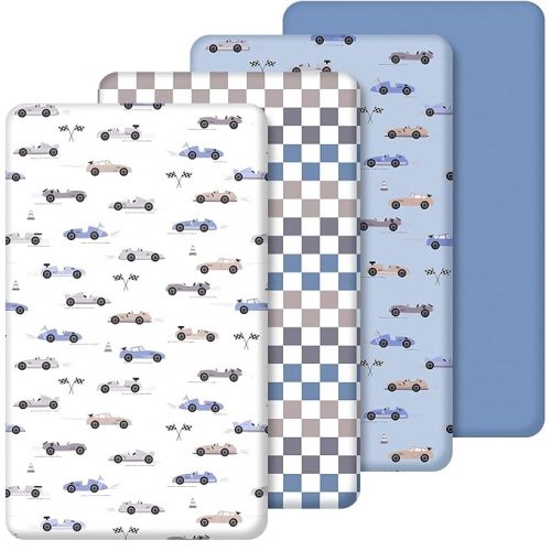 SmoothNovelty 4 Pack Silly Goose Crib Fitted Sheet for Boys Girls, Blue