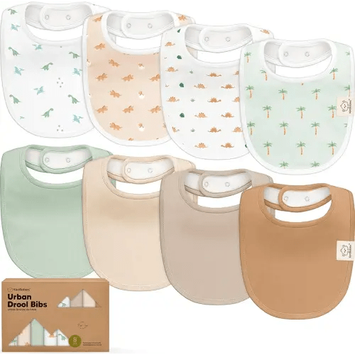 8-Pack Organic Baby Bibs for Boys, Girls - Soft Cotton Drooling and Teething Bibs for Baby Girl & Boy, Extra Absorbent, Easy To Clean & Put On for Toddler, Newborn, Infant 0-24 Months (Roarsome)
