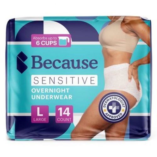 Because Sensitive Overnight Bladder Control Incontinence Underwear - L