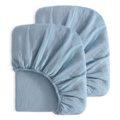 2 Pack Cotton Crib Sheets, Double Gauze Breathable Fitted Sheets with Deep Pockets, Night Sweat Wicking for Toddler - NTBAY