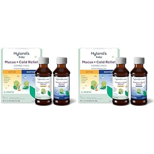 Hyland's Baby Mucus and Cold Relief,Day and Night Value Pack,Infant-and Baby Cold Medicine,Decongestant-and Cough Relief,4 Fl Oz,(Pack of 4)