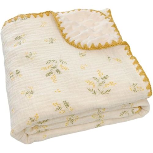 Baby Muslin Thick Blanket Double Layer Soft Neutral Receiving Blanket Crib Bedding 40x40 inch Throw Blanket 40"x40"