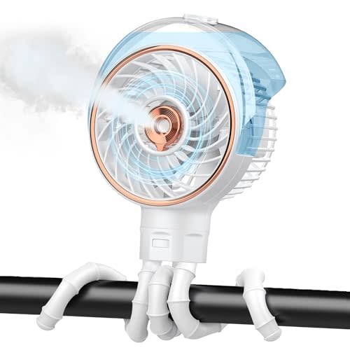 Ausic Stroller Fan with Mist, 100ml Misting Portable Fan for Stroller, Baby Fans with Detachable Tripod, Baby Essentials, Clip on Fans for Crib, Treadmill, Car Seat, Outdoor
