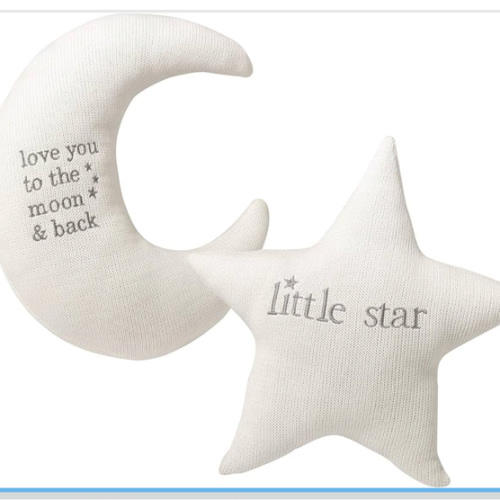Lillian Rose White Star and Gray Moon Nursery Pillow Set