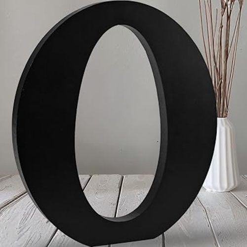 AOCEAN 12 inch Black Wood Letters Unfinished Wood Letters for Halloween Decorative Standing Letters Slices Sign Board Decoration for Craft Home Party Projects (O)