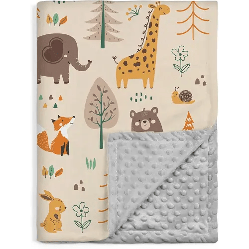 SANDJEST Woodland Animal Blanket - 30 x 40 Kids Minky Blankets for Boys Girls - Gifts for Birthday Christmas - Nursery Bedroom Decor