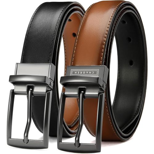 CHAOREN Boys Belt, Most Size Kids 1 1/4" Dress Reversible Belt for Youth - One Leather Belt Two Style