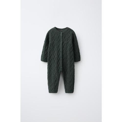 CABLE KNIT JUMPSUIT - Dark green | ZARA United States