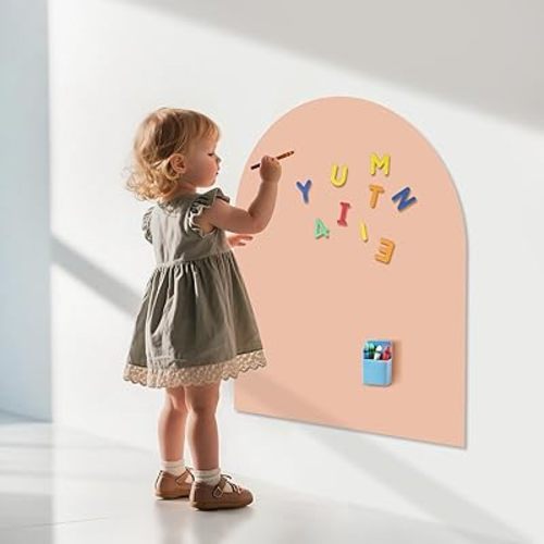 Magnetic Wall Decal 32 x 24In Arch Magnetic Chalkboard for Wall, Magnet Wall Drawing Learning for Playroom, School, Home (Light Pink