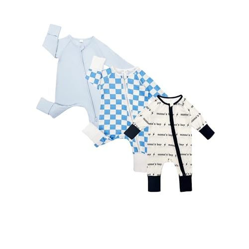 Bow Dream Bamboo Rayon Baby Boy Romper Footed Long Sleeve Footies Newborn Girl Clothes Footless with Zipper and Mitten Cuffs