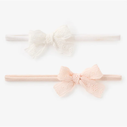 Eyelet Lace Bow Headband 2 Pk – Elegant Baby