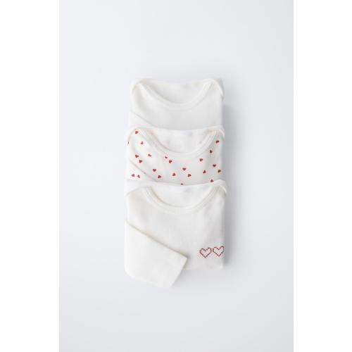 THREE-PACK OF HEART BODYSUITS - Ecru | ZARA United States