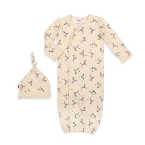 game for play organic cotton magnetic gown hat | newborn