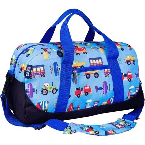 Wildkin Kids Overnighter Duffel Bag – Carry-On Travel Bag for School & Sleepovers, Lightweight, Durable, Boys & Girls Ages 4–15 – Trains, Planes, and Trucks