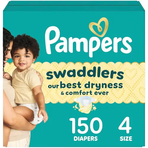 Pampers Baby Diapers - Swaddlers - Size 4, 150 Count, Ultra Absorbent Disposable Infant Diaper