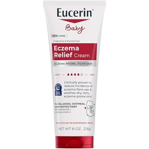 Eucerin Baby Eczema Relief Body Cream, Fragrance Free Baby Eczema Cream with Colloidal Oatmeal, Ceramide-3 and Licorice Root Extract, 8 Oz Tube