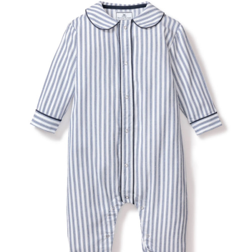 Baby's Twill Cambridge Romper in Navy French Ticking