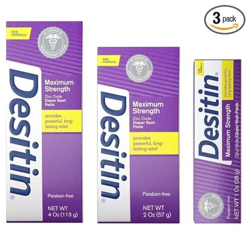 DESITIN Maximum Strength Original Diaper Rash Paste 3-Piece Variety Sizes 4 oz, 2 oz, 1 oz Bundle Pack