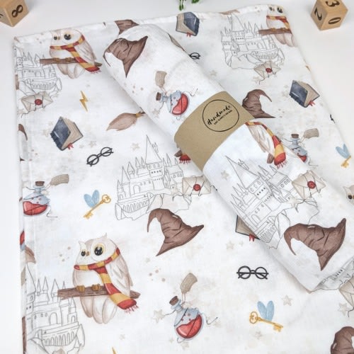 little wizard muslin blanket, double gauze baby swaddle, summer baby blanket, baby wizard swaddle, organic cotton blanket