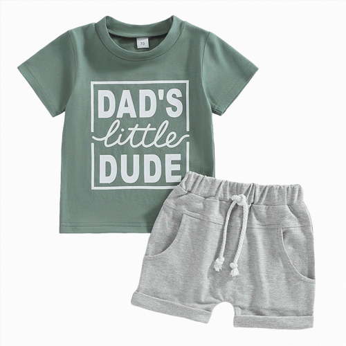 TOWED22 Summer Outfit Toddler Baby Boy Motorcycle Short Sleeve T-Shirt Shorts Set Infant Boy Clothes 2Pcs Set(Green,6-12 Months)