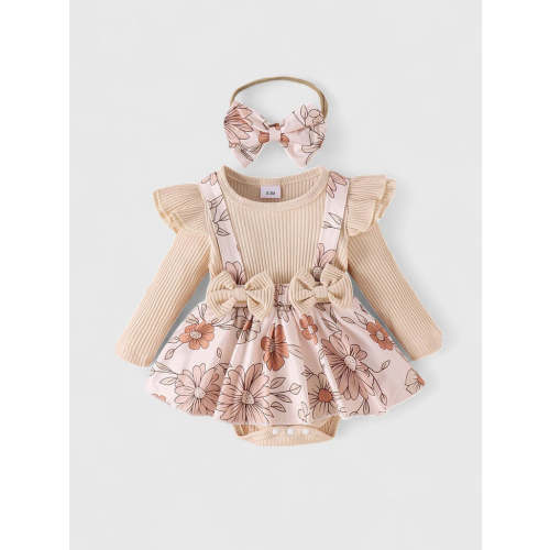 2 in 1 Baby Girl Floral Long Sleeve Dress