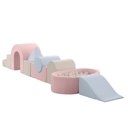 KIDKII Lux Play Set 9-Piece Foam Climbing and Ball Pit for Toddlers, Pastel Mix