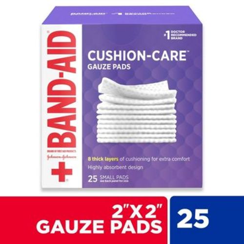 Band Aid - Cushion Care Gauze Pads, Small, 2x2 inches, 25 Ct
