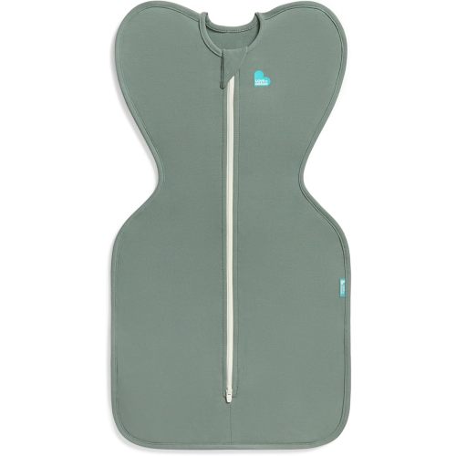 Love To Dream Swaddle UP™ Original, Arms Up Position, Baby Swaddle, Hip-Healthy, Twin Zipper for Easy Nappy Changes, 1.0 TOG (20-24°C), Newborn 0-6 Months, Small, Deep Olive