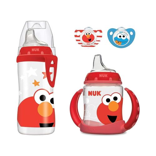 NUK Sesame Street Transition Bundle, Active Cup, Learner Cup, Pacifiers, 4 Piece Set