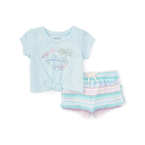RoxyRoxy Baby Girls 12-24 Months Cap-Sleeve Roxy Graphic Slub-Jersey Tee & Yarn-Dyed-Striped Loop Terrycloth Shorts SetBaby Girls 12-24 Months Short-Sleeve Heart-Shaped-Graphic Slub-Jersey T-Shirt & Striped Loop French Terry Shorts Set