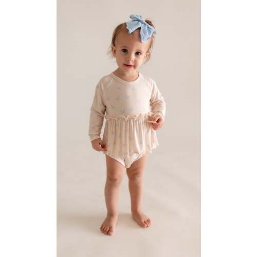 Infant Long Sleeve and Skirt Onesie in Blue Butterflies – Silks