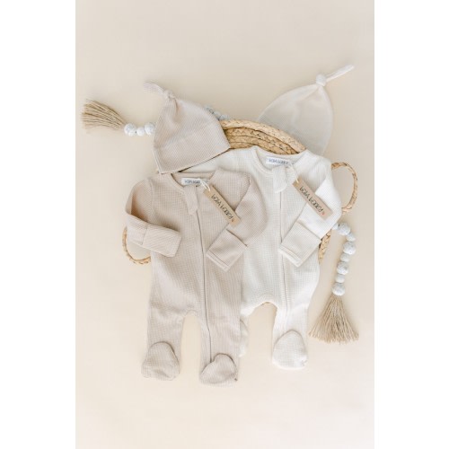 Organic Waffle Knit Footie With Bow or Hat  Newborn Take Home - Etsy