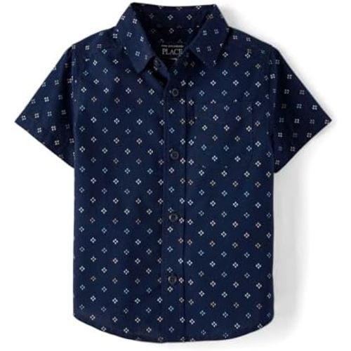 The Children's Place Boys and Toddler Poplin Short Sleeve Button Down Shirt